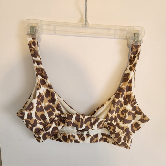 Aerie Leopard Animal Print Brown Wireless Swim Swimsuit Bikini Top Size Medium - Picture 3 of 5